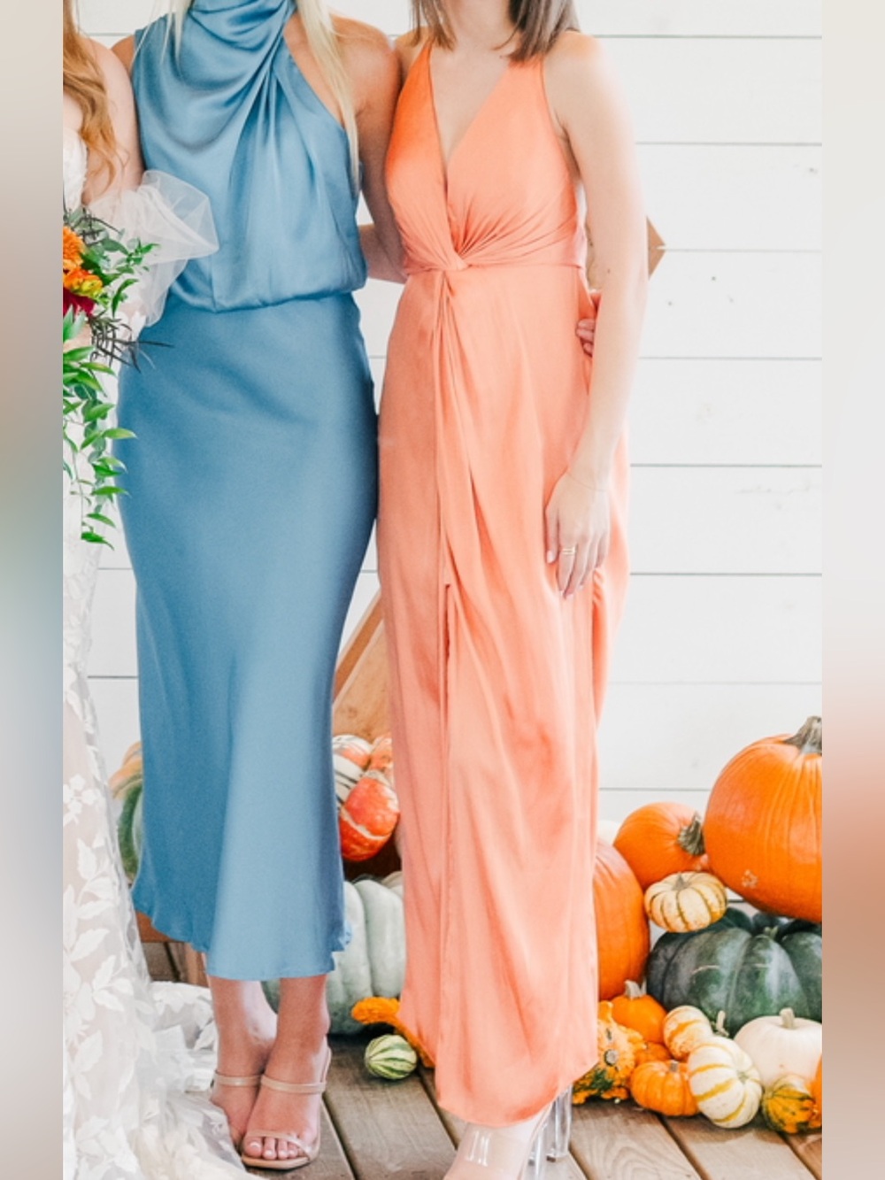 Rust Orange Satin V-Neck Maxi Dress